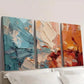 3pcs Vintage Red Blue Cream Oil Painting Wall Art Set Canvas Framed 40x60cm - High Quality Print 100% Australian Made Wall Canvas Ready to Hang