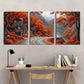 3pcs Autumn Scene with Houses Trees & Road Metal Print Ready to Hang Art