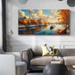 Retro Autumn Village Wall Art Canvas Office Home Room Framed 80x45cm