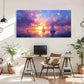Vibrant Sunset Sailboat Ocean Wall Art Canvas Office Home Room Framed 120x60cm