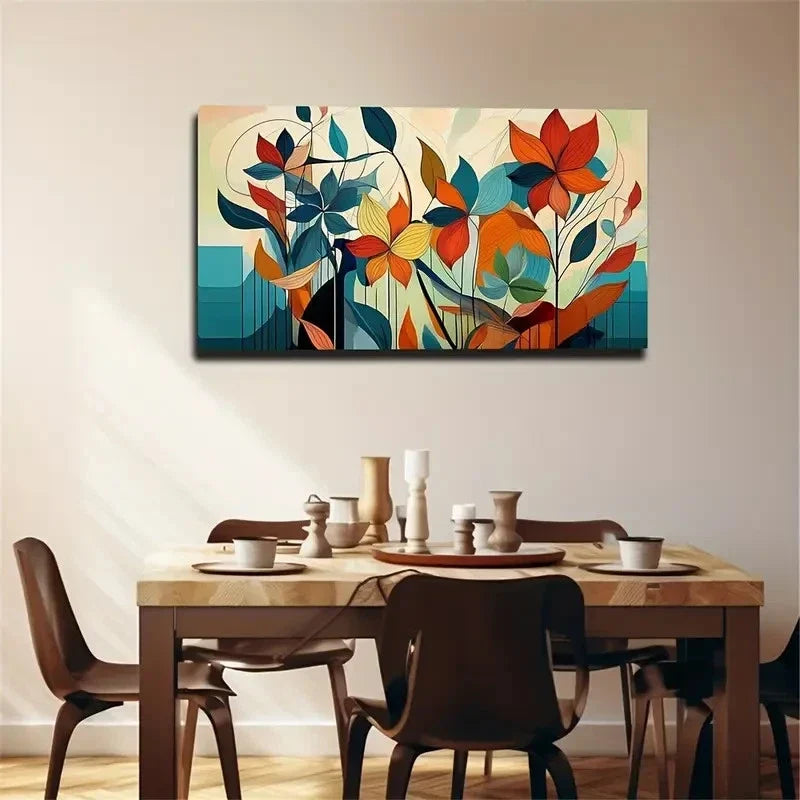 Abstract Style Flowers Leave Wall Art Canvas Office Home Room Framed 80x45cm