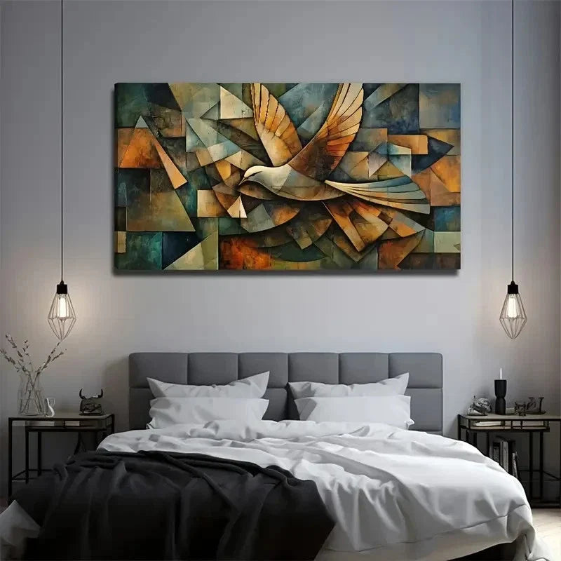 Vibrant Geometric Design Wall Art Canvas Office Home Room Framed 80x45cm