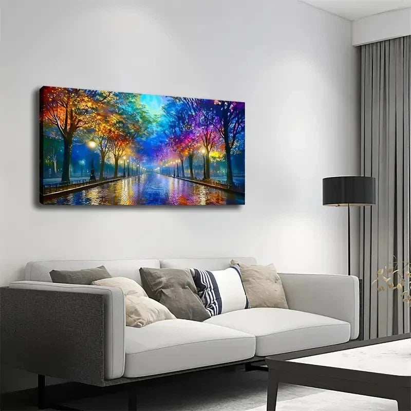 Gorgeous Street Watercolor Wall Art Canvas Office Home Room Framed 120x60cm