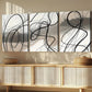 3pcs Black Swirls Gray Elegant Black Lines White Wall Art Set Canvas Framed 40x60cm - High Quality Print 100% Australian Made Wall Canvas Ready to Hang