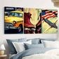 3pcs Retro American Classic Modern Style Car Wall Art Set Canvas Framed 40x60cm - High Quality Print 100% Australian Made Wall Canvas Ready to Hang