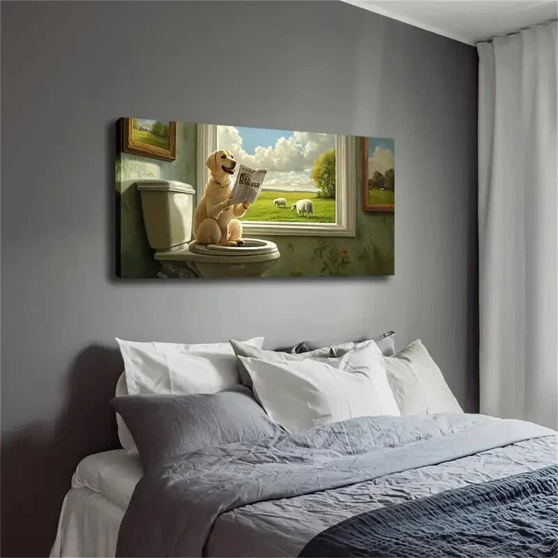 Humorous Labrador Retriever Wall Art Canvas Office Home Room Framed 120x60cm