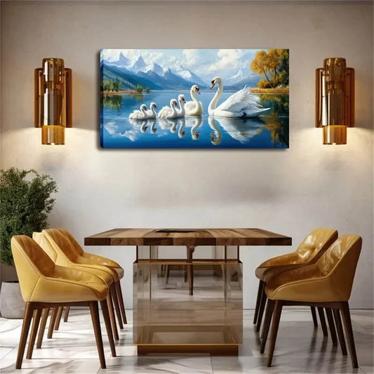 Autumn Tree Landscape Mountain Wall Art Canvas Office Home Room Framed 120x60cm