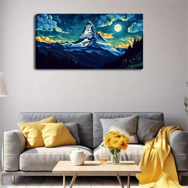 Towering Snow-Capped Mountains Wall Art Canvas Office Home Room Framed 120x60cm