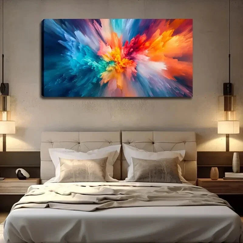 Vibrant Burst Of Colors Décor Wall Art Canvas Office Home Room Framed 120x60cm
