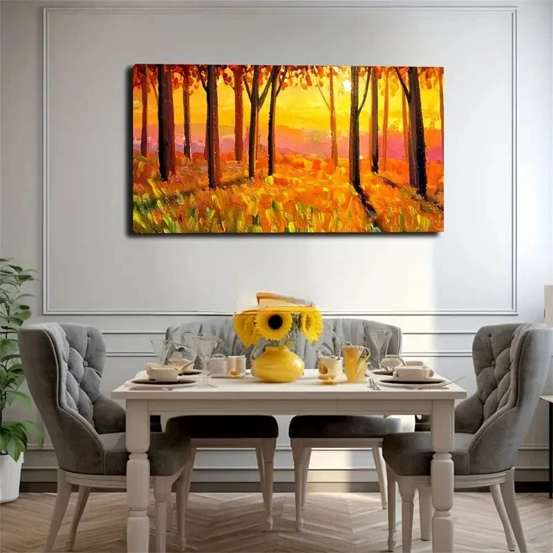 Mysterious Forest Bright Sun Wall Art Canvas Office Home Room Framed 120x60cm