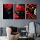 3pcs Abstract Expressionism with Dramatic Red Metal Print Ready to Hang Art