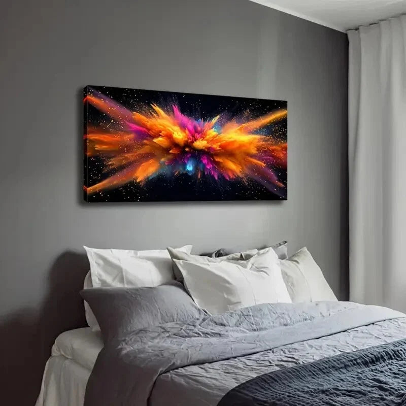 Colorful Smoke Explosion Wall Art Canvas Office Home Room Framed 120x60cm