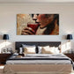 Elegant Woman Wine Glass Wall Art Canvas Office Home Room Framed 120x60cm