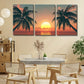 3pcs Beach Palm Tree Ocean Sunset Coastal Metal Print Ready to Hang Art