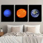 3pcs Sun Neptune Earth on Black Background Wall Art Set Canvas Framed 40x60cm - High Quality Print 100% Australian Made Wall Canvas Ready to Hang
