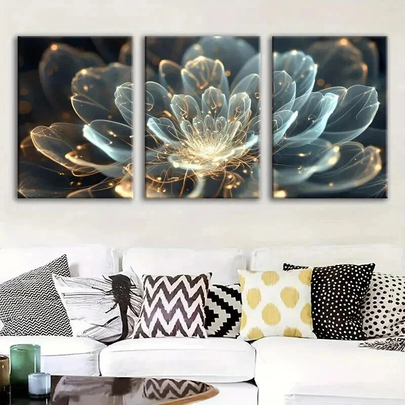 3pcs Blooming Fantasy Flower Design Wall Art Set Canvas Framed 40x60cm - High Quality Print 100% Australian Made Wall Canvas Ready to Hang