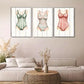 3pcs   Vintage - style Swimsuit Triptych Wall Art Set Canvas Framed 40x60cm - High Quality Print 100% Australian Made Wall Canvas Ready to Hang