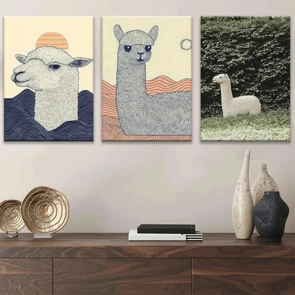 3pcs Beautiful Animal White Wildlife Forest Metal Print Ready to Hang Art