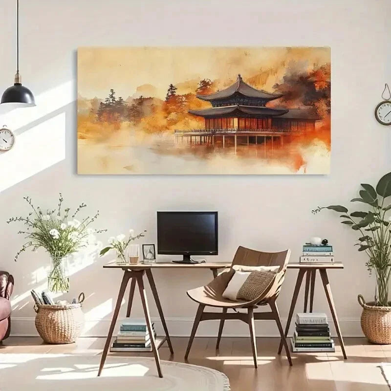 Eastern Architecture Wall Art Canvas Office Home Room Framed 80x45cm