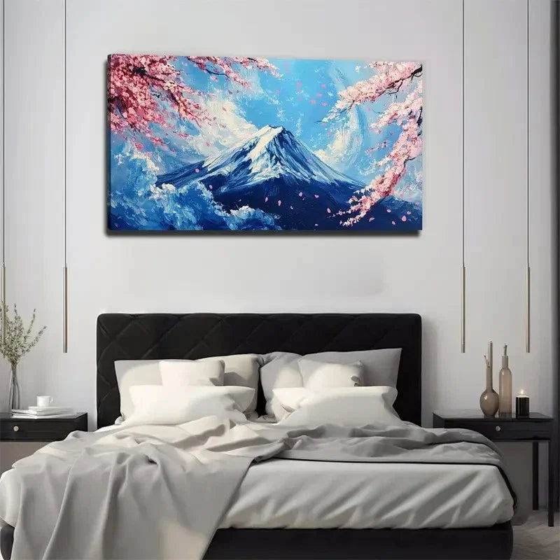 Serene Beauty Mount Fuji Nature Wall Art Canvas Office Home Room Framed 80x45cm