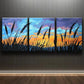 3pcs Sunset Grass Silhouettes Shine Nature Wall Art Set Canvas Framed 40x60cm - High Quality Print 100% Australian Made Wall Canvas Ready to Hang