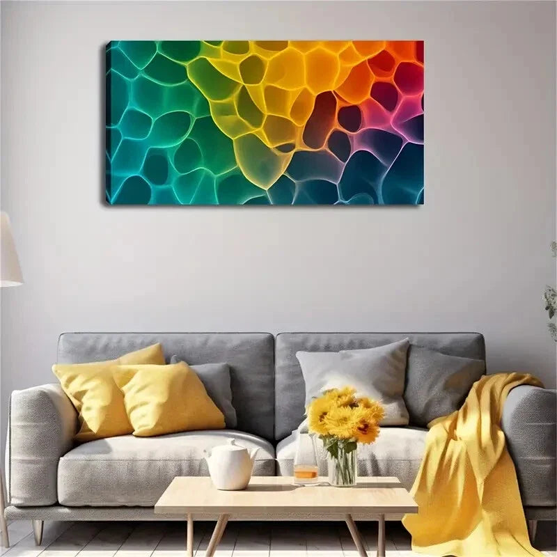 Colorful Irregular Color Blocks Wall Art Canvas Office Home Room Framed 120x60cm