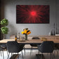 Vibrant Red Radiating Lines Wall Art Canvas Office Home Room Framed 80x45cm