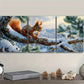 3pcs Snowy Squirrel On Branch Design Metal Print Ready to Hang Art