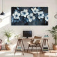 Elegant Blue Floral Modern Soft Wall Art Canvas Office Home Room Framed 120x60cm