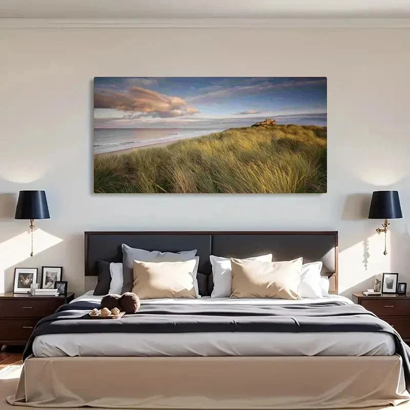 Bamburgh Castle Northumberland Wall Art Canvas Office Home Room Framed 120x60cm