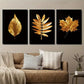 3pcs Luxurious Golden Leaves Wall Art Set Canvas Framed 40x60cm - High Quality Print 100% Australian Made Wall Canvas Ready to Hang