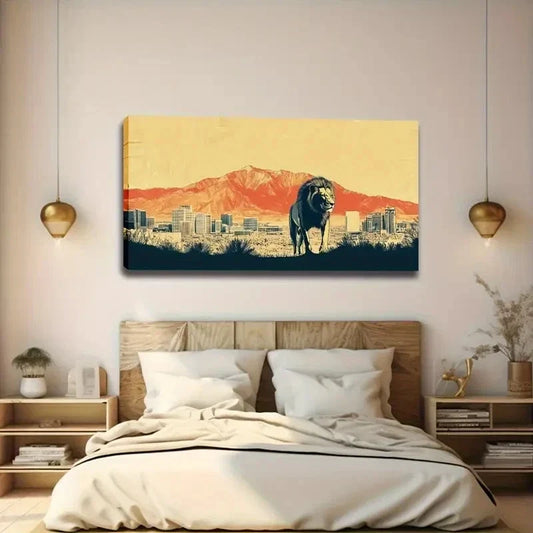 Mountain & Urban Cityscape Wall Art Canvas Office Home Room Framed 120x60cm