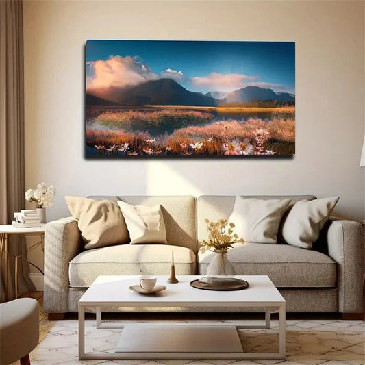 Autumn Mountain Wall Art Canvas Office Home Room Framed 120x60cm