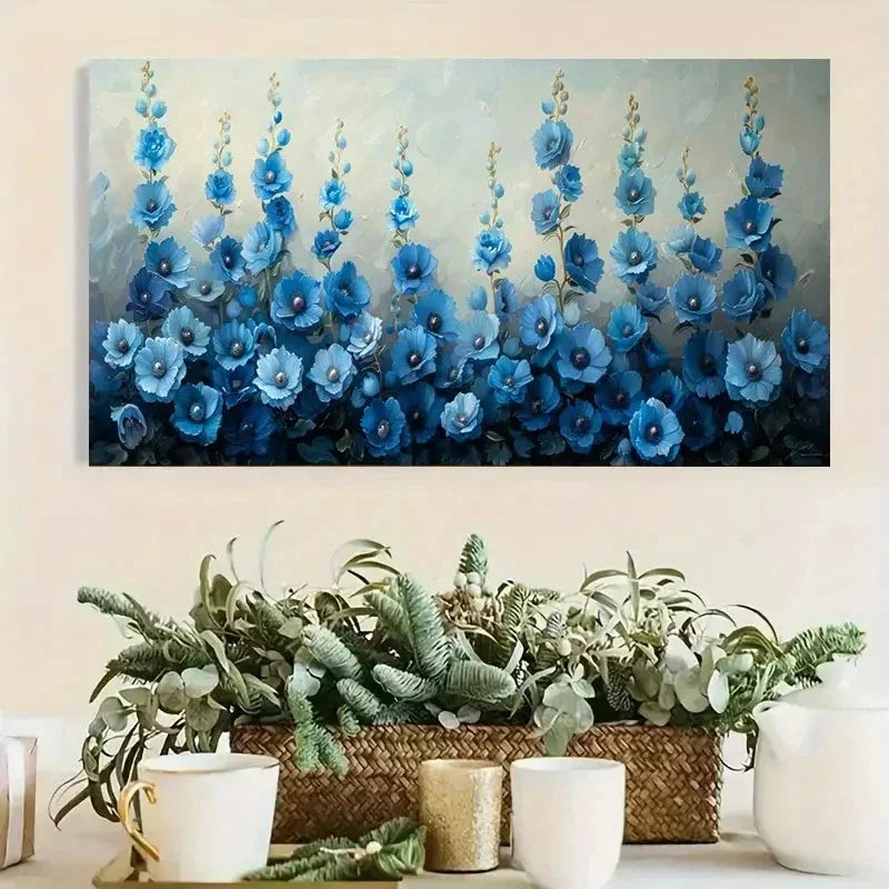 Abstract Blue Flower Scenery Wall Art Canvas Office Home Room Framed 120x60cm