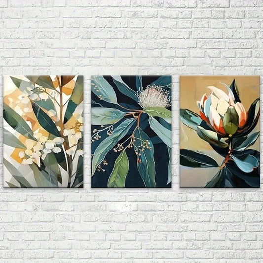 3pcs Vintage Botanical Modern Abstract Metal Print Ready to Hang Art