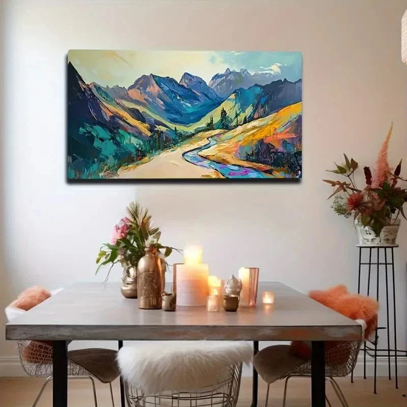 Mountain Magic Road Nature Wall Art Canvas Office Home Room Framed 120x60cm