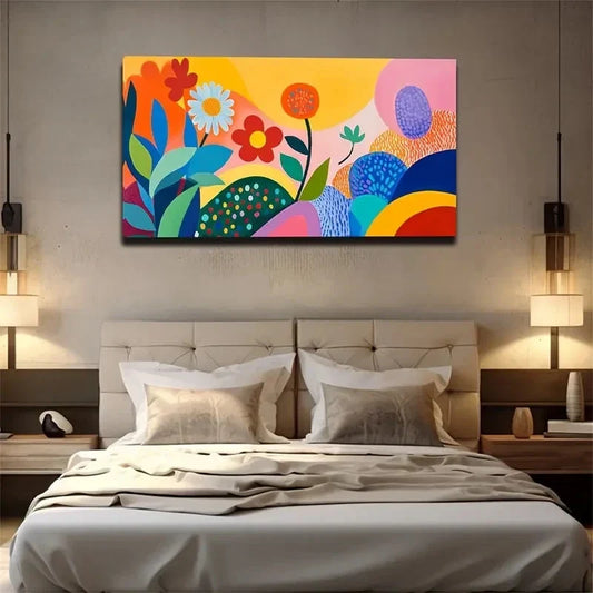 Colorful Abstract Floral Décor Wall Art Canvas Office Home Room Framed 120x60cm