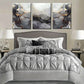 3pcs s Black and Golden, Fluid Lines Metal Print Ready to Hang Art