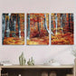3pcs Colorful Fall Leaves and Trees Nature Metal Print Ready to Hang Art