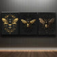 3pcs Black & Stunning Golden Bees Metal Print Ready to Hang Art