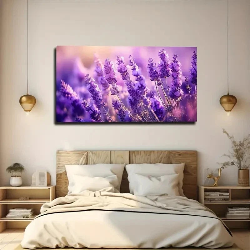Unique Lavender Representing Wall Art Canvas Office Home Room Framed 120x60cm