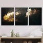 3pcs Golden Light & Dark Skies, Modern Metal Print Ready to Hang Art