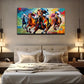 Vibrant Horse Racing Wall Art Canvas Office Home Room Framed 80x45cm