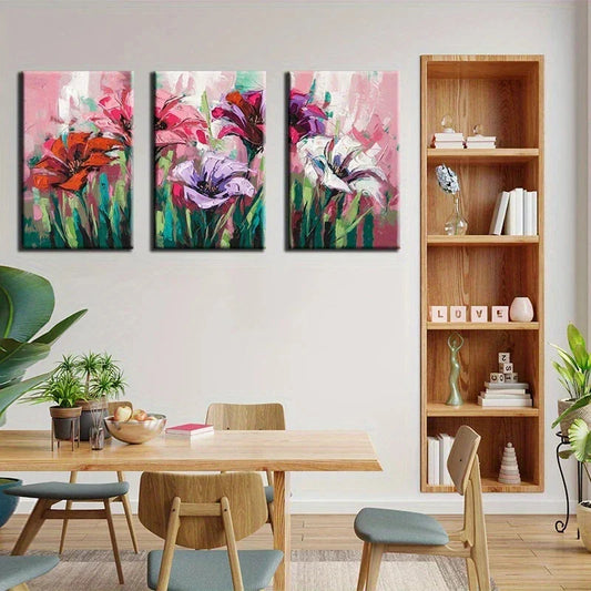 3pcs Flowers Space Theme Decoration Metal Print Ready to Hang Art