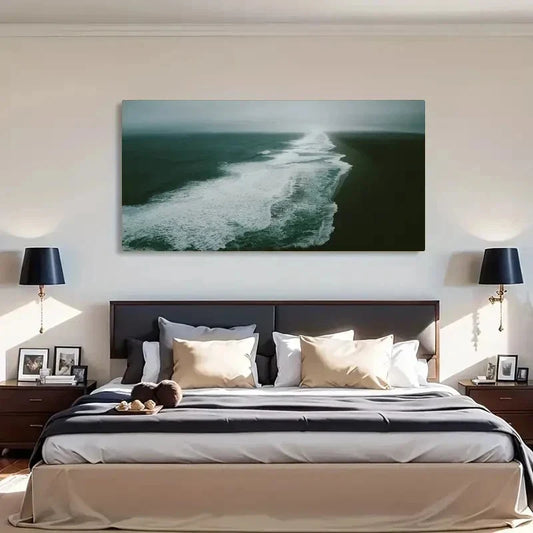 Sea Beach Modern Landscape Wall Art Canvas Office Home Room Framed 80x45cm