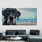 Black Great Dane Dog on Beach Wall Art Canvas Office Home Room Framed 120x60cm