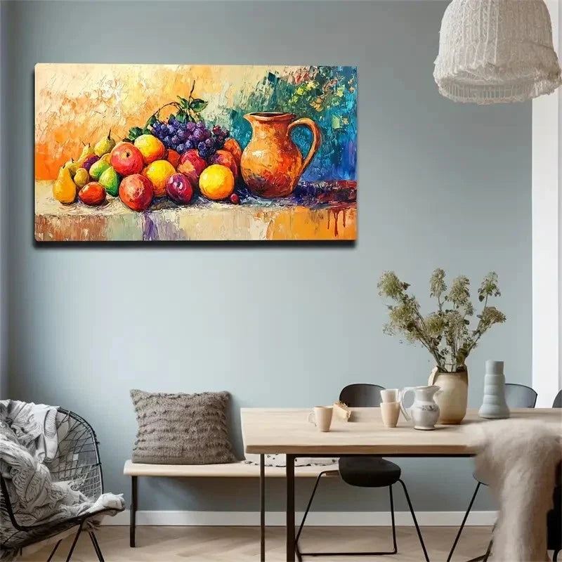 Vibrant Fruit Still Life Modern Wallc Art Canvas Office Home Room Framed 120x60cm