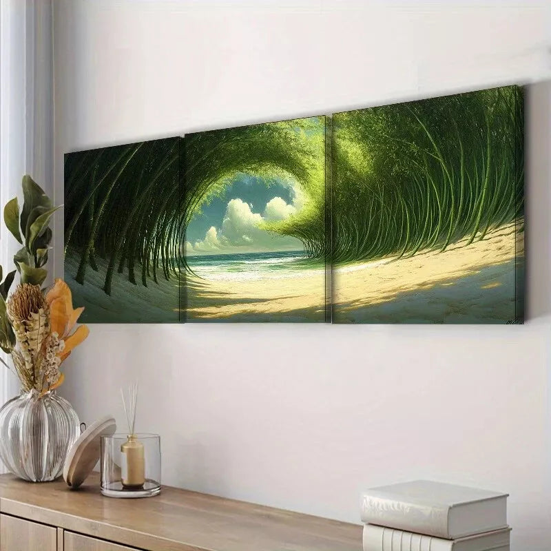 3pcs Depicting a Figure in a Forest by a Lake  Wall Art Set Canvas Framed 40x60cm - High Quality Print 100% Australian Made Wall Canvas Ready to Hang