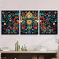 3pcs Colorful Bohemian Floral Abstract Floral Metal Print Ready to Hang Art