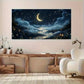 Starry Sky and Crescent Wall Art wall canvas office home room framed 120x60cm